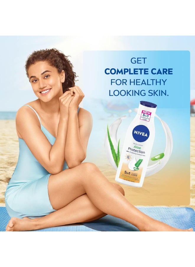 نيفيا لوشن نيفيا ألو بروتكشن بعامل حماية من الشمس 15، لوشن صيفي للجسم للرجال والنساء لجميع أنواع البشرة، 400 مل، ولوشن نيفيا للجسم، ألو بروتكشن بعامل حماية من الشمس 15، لوشن صيفي للجسم، للرجال والنساء، 200 مل، للبشرة العادية. - Image 3